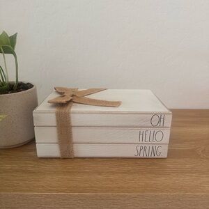 Rae Dunn Decorative Wooden Faux Books with Burlap Bow